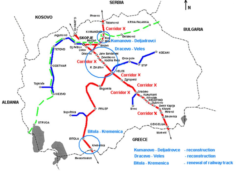 Preliminary and Detailed designs & Project Studies (FSs, CBAs, EIA) for railway sections along Corridor X including branch Xd (North Macedonia)